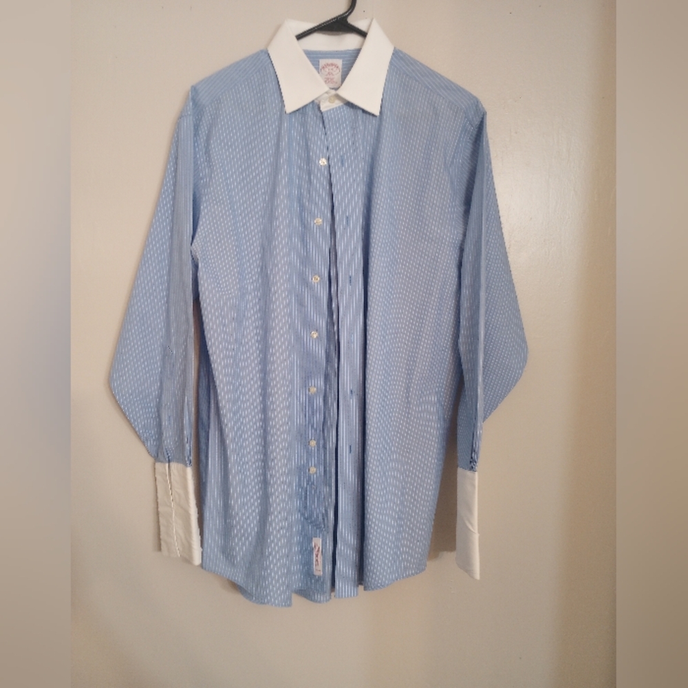 Brooks Brothers Men's Long Sleeve French Cuff Striped Dress Shirt
